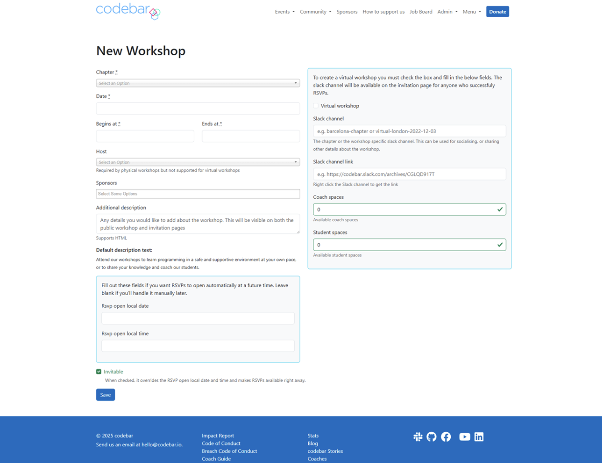 creating a new workshop